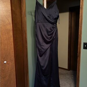 Revelry Midnight Navy Satin Maxi Dress